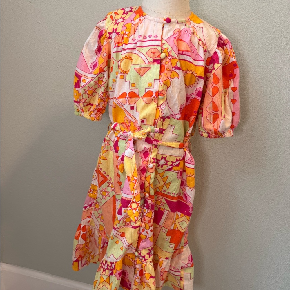 Never Fully Dressed Pink and Orange Girls Dress size 6-7Y